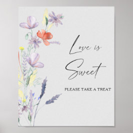 Akvarell blommig kärlek är söt ta en godsak poster