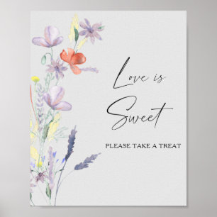 Akvarell blommig kärlek är söt ta en godsak poster