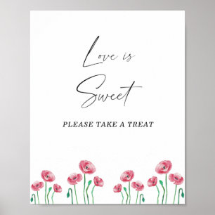 Akvarell blommig kärlek är sött ta en godbit poster