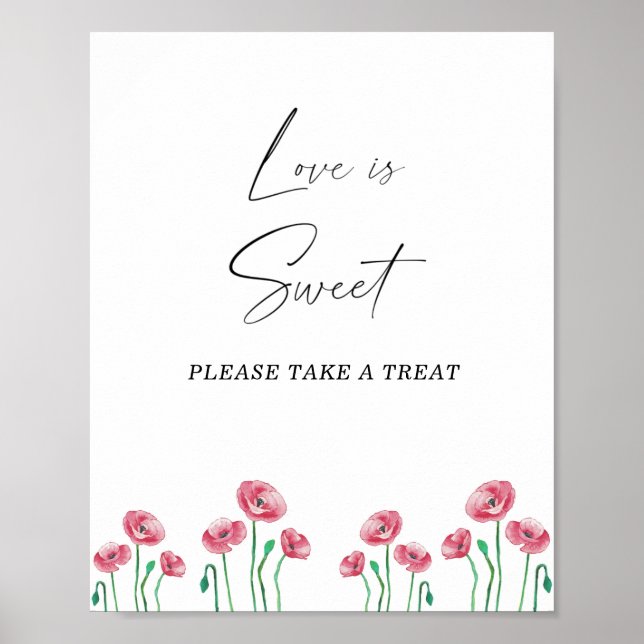 Akvarell blommig kärlek är sött ta en godbit poster (Framsidan)