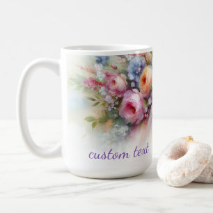 Akvarell Blommig Konst Målar Din Anpassade Text Kaffemugg