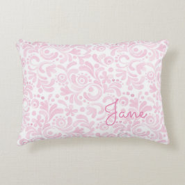 Akvarell Blommig Konst NAMN rosa vit flickig söt Prydnadskudde