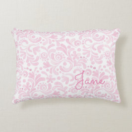 Akvarell Blommig Konst NAMN rosa vit kvinnlig söt Prydnadskudde