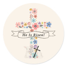 Akvarell Blommig Kors Han är Uppstånden Påsk