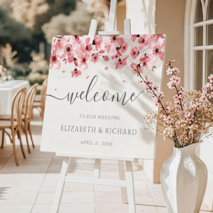 Akvarell Blommig Körsbärsblom Wedding Välkommen Poster