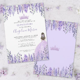 Akvarell Blommig Lila Quinceanera-inbjudan Inbjudningar