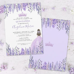 Akvarell Blommig Lila Quinceañera Inbjudningar