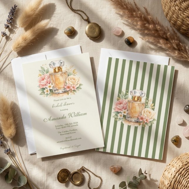 Akvarell Blommig Lyxig Parfym Bröllopsdusch Inbjudningar (Skapare uppladdad)