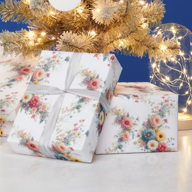 Akvarell Blommig Målning Elegant Gåva Vattenfärg Presentpapper (Helgdagar)