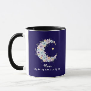 Akvarell Blommig Måne Mamma Mugg