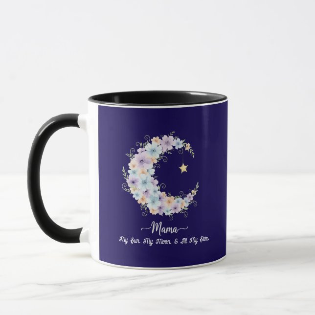 Akvarell Blommig Måne Mamma Mugg (Vänster)