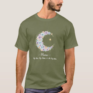 Akvarell Blommig Måne Mamma T Shirt
