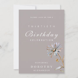 Akvarell Blommig Modern Elegant Vuxen Födelsedag Inbjudningar