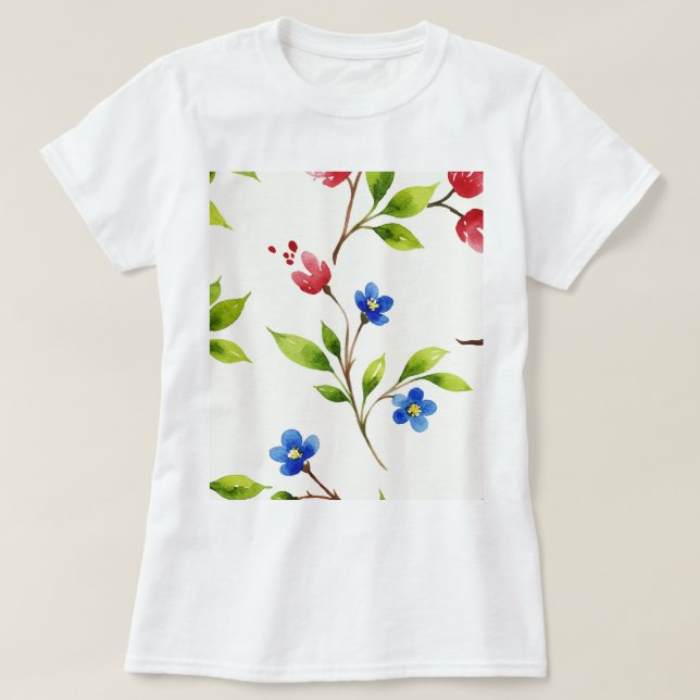 Akvarell blommig mönster t shirt (Design framsida)