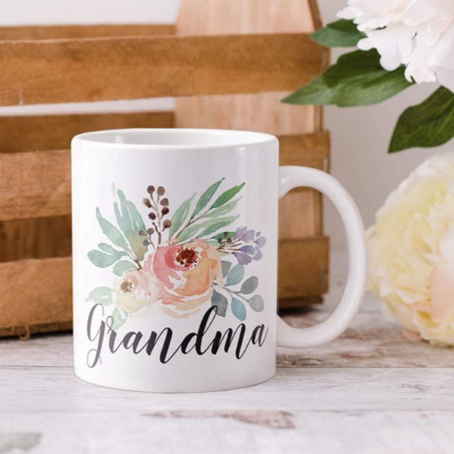 Akvarell Blommig Mormor Jumbo Mugg (Personalized Floral Coffee My for Grandma or Mom)