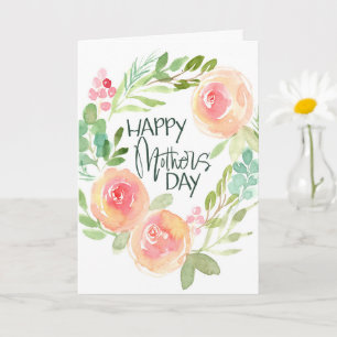 Akvarell Blommig Mors dag Kort