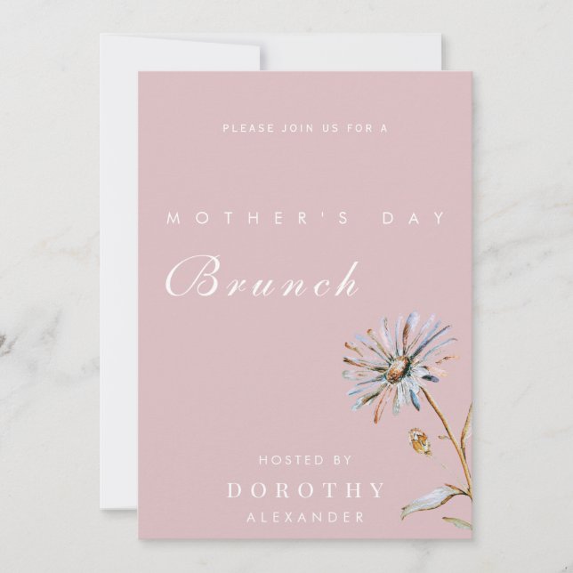 Akvarell Blommig Morsdagsbrunch Inbjudningar (Framsida)