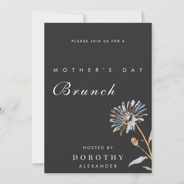 Akvarell Blommig Morsdagsbrunch Inbjudningar (Framsida)