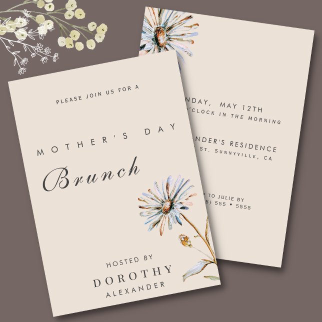 Akvarell Blommig Morsdagsbrunch Inbjudningar (Skapare uppladdad)