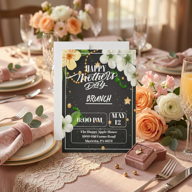 Akvarell Blommig Morsdagsbrunch Julkort (Brunch Holiday Card )