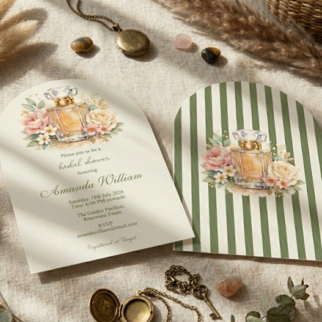 Akvarell Blommig Parfym Bröllopsdusch Båge Inbjudningar (Skapare uppladdad)