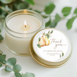 Akvarell Blommig Päron Dusch  Runt Klistermärke