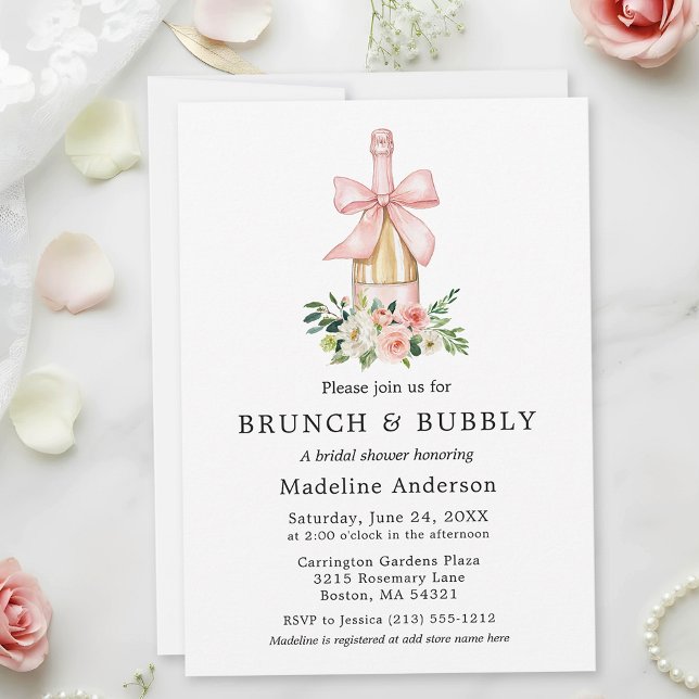Akvarell Blommig Rosa Slinga Bröllopsdusch Brunch Inbjudningar (Customize to add more text to back of card.)