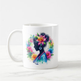 Akvarell Blommig Sjuksköterska Silhuett - Konstnär Kaffemugg