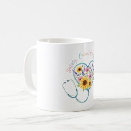 Akvarell Blommig Stetoskop Hjärtans Sjuksköterska  Kaffemugg