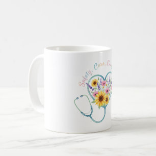 Akvarell Blommig Stetoskop Hjärtans Sjuksköterska Kaffemugg