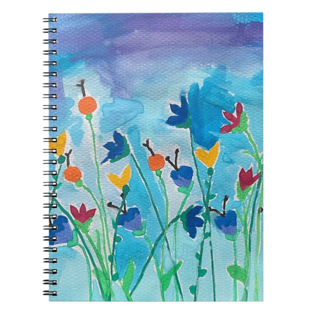 Akvarell Blommig Tom Journal Anteckningsbok (Framsidan)