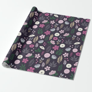 Akvarell Blommig Trädgårdsmönster Presentpapper