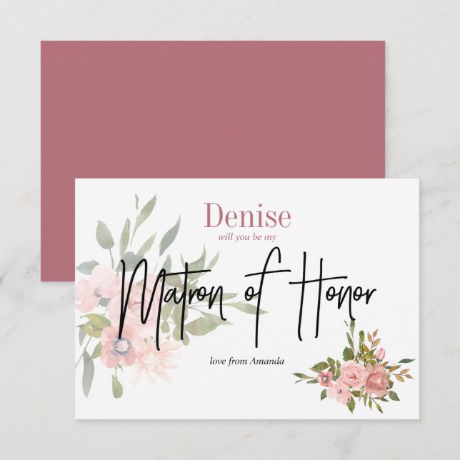 Akvarell Blommig Vill du Vara Min Brudtjej Inbjudningar (Fram/baksida)