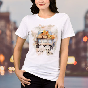Akvarell Blommig Vintage Lastbil Med Bibelvers T Shirt