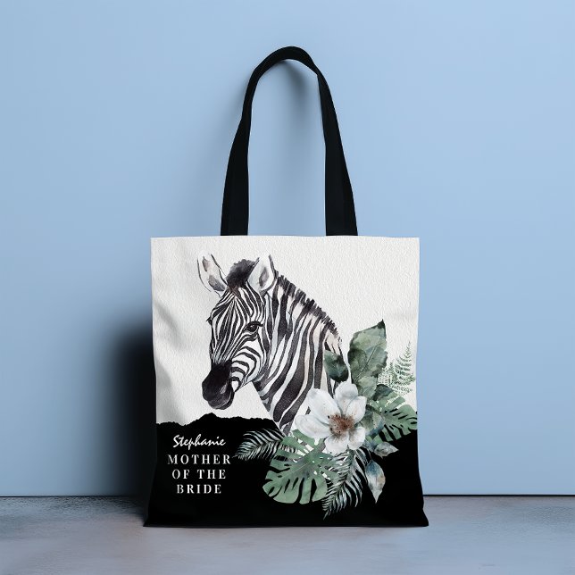 Akvarell Blommig Zebra Mamma till Bruden Namn T Tygkasse (Skapare uppladdad)