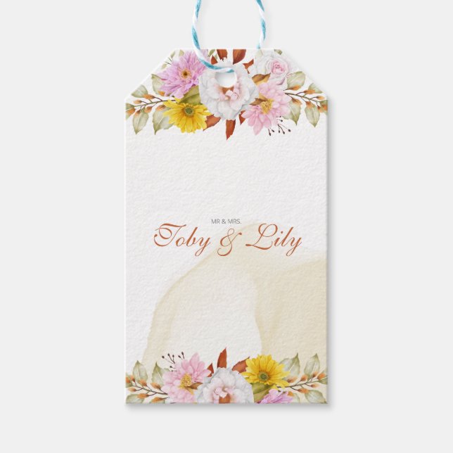 Akvarell Blommiga blad Presentetikett (Framsidan)