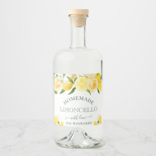 Akvarell Blommiga Citroner Hemmagjord Limoncello Spritflaskor Etikett