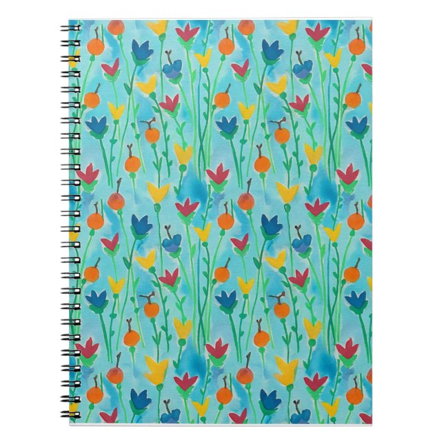 Akvarell Blommönster Journal Anteckningsbok (Framsidan)