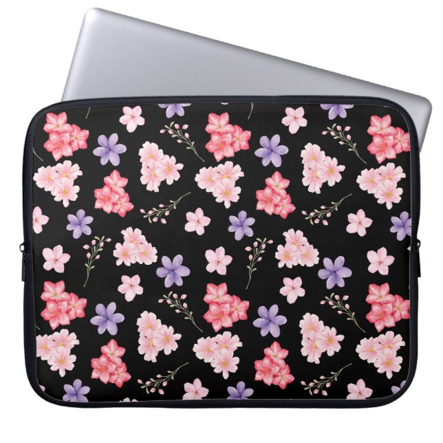 Akvarell Blommönster  Laptop Fodral (Framsidan)