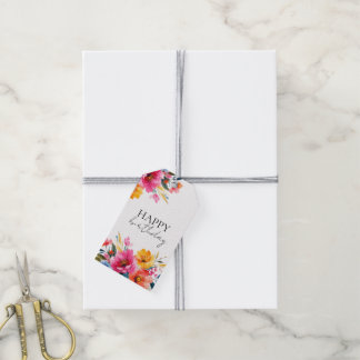 Akvarell Blommönster | Modernt Floralt Presentetikett