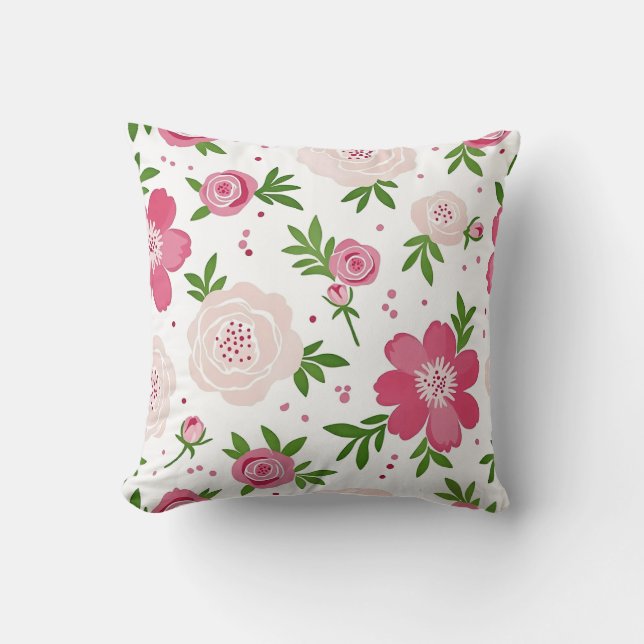 Akvarell Blommönster – Platt Design Kudde (Framsida)