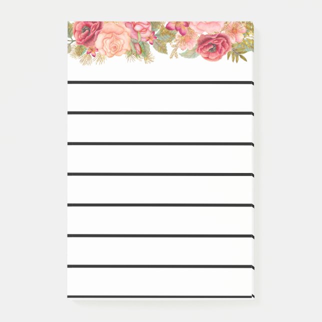 Akvarell Blommönster Post-it Block (Framsida)