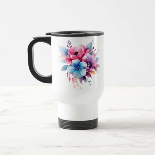 Akvarell Blommor Blommig Design Resemugg (Vänster)