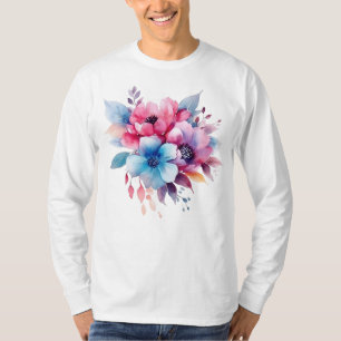 Akvarell Blommor Blommig Design T Shirt