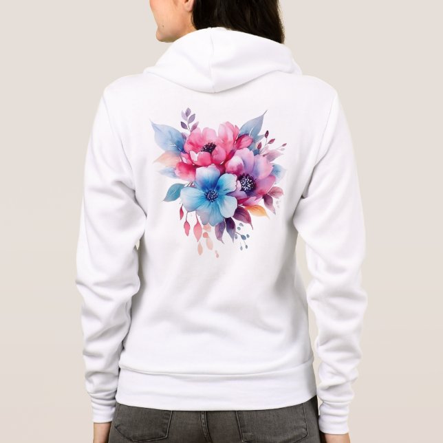 Akvarell Blommor Blommig Design T Shirt (Baksida)