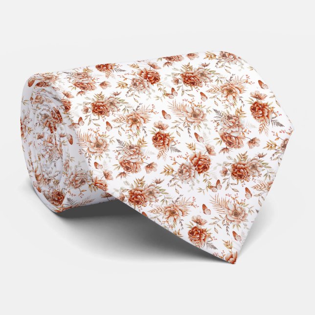 Akvarell Blommor Boho Mönster  Slips (Rullad)