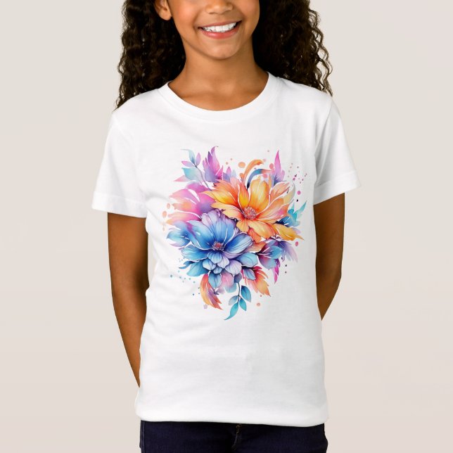 Akvarell Blommor Design-24683 T Shirt (Framsida)