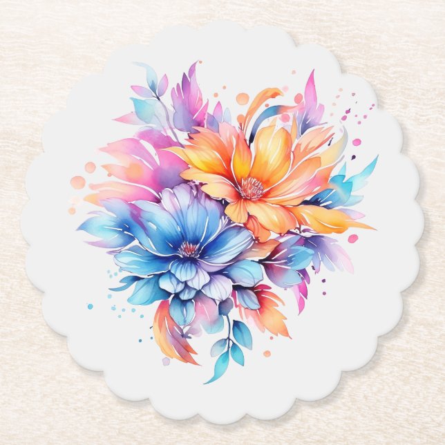 Akvarell Blommor Design-24683 Underlägg Papper (Framsida)