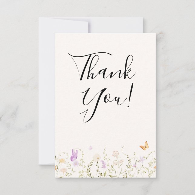 Akvarell Blommor Kärlek I Knopp Bröllopsdusch Tack Kort (Framsida)