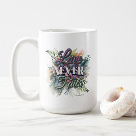 Akvarell Blommor Kärlek Misslyckas Aldrig Skrift Kaffemugg